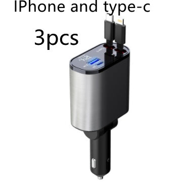 Multi-device charger with iPhone and type-c ports on a white background