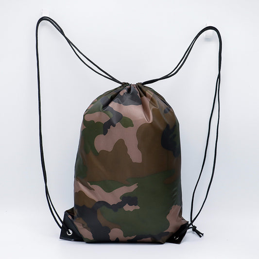 Camouflage Drawstring Bag - Polyester Storage Backpack