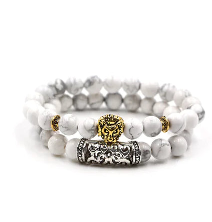 Double Crown Bracelet Set - Natural Stones & Copper