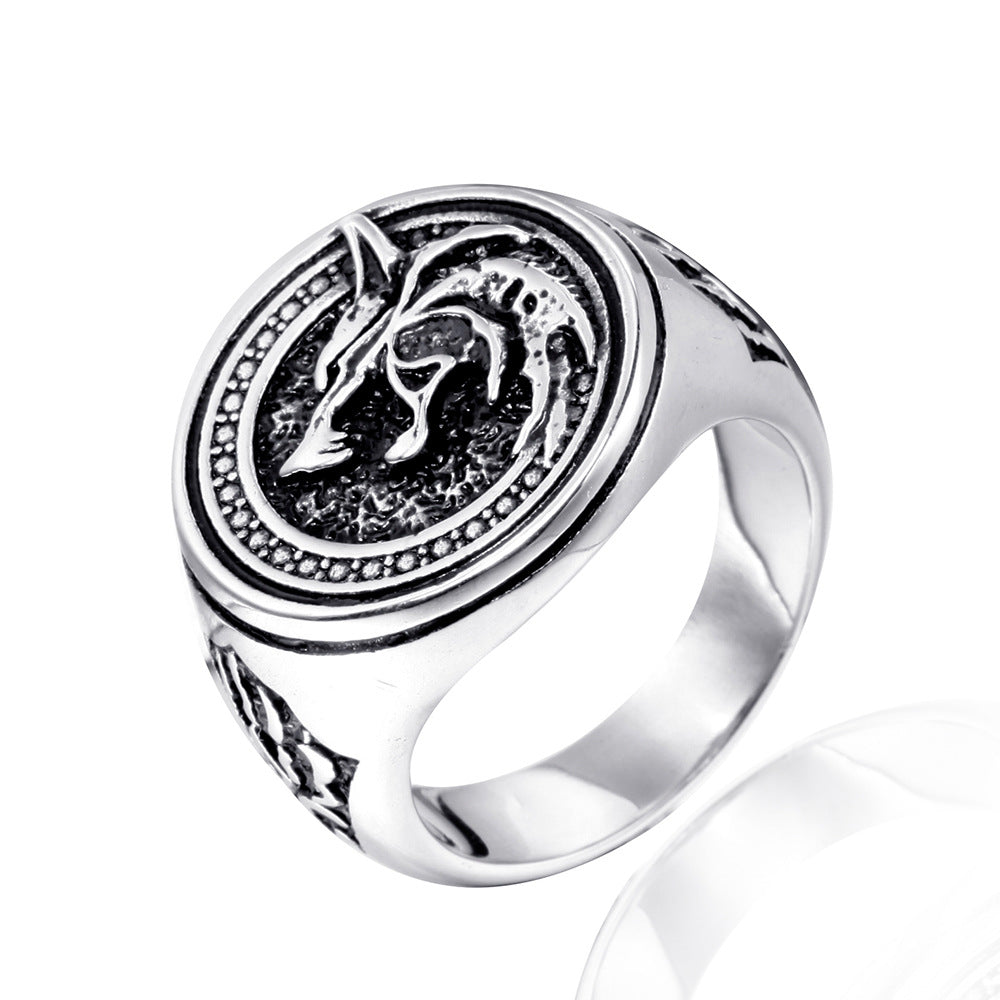 Vintage Men Hunter Wolf Ring