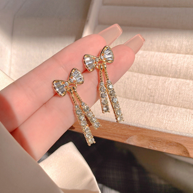 Rhinestone Butterfly Earrings | Gold Fashion Temperament Jewelry for Women