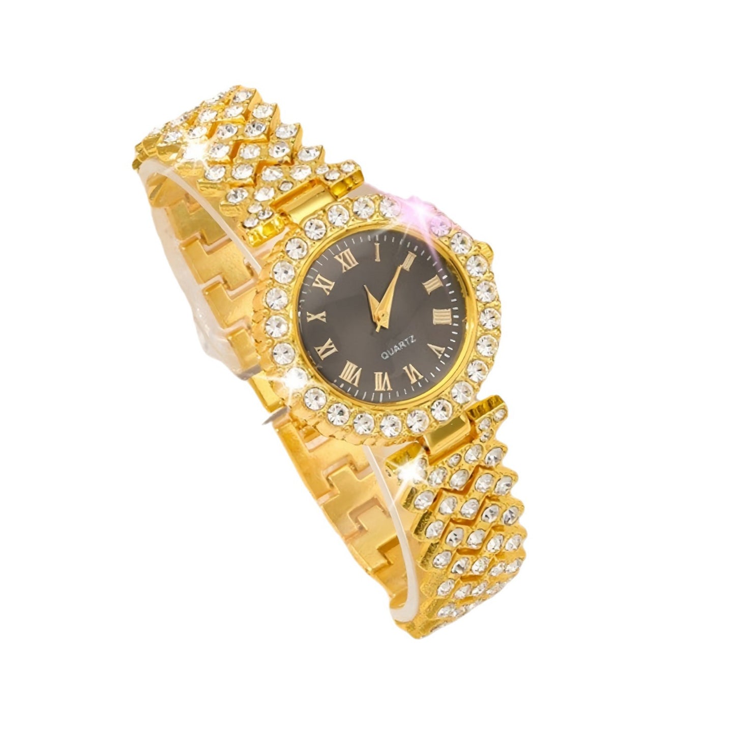 Women's Watch & Bracelet Set - Diamond-Encrusted