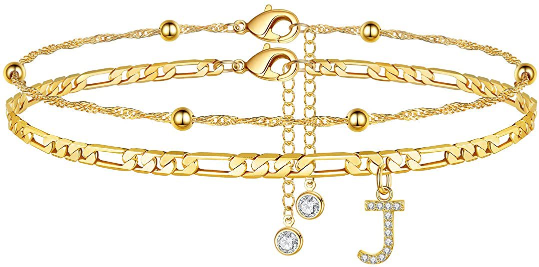 Initial Letter Zircon Anklet | Gold-Plated Personalised Foot Jewelry A-Z