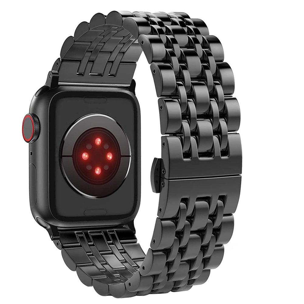 Smartwatch with a black metal band on a white background