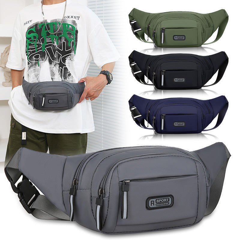 Gray waist bag with multiple color options displayed on a white background