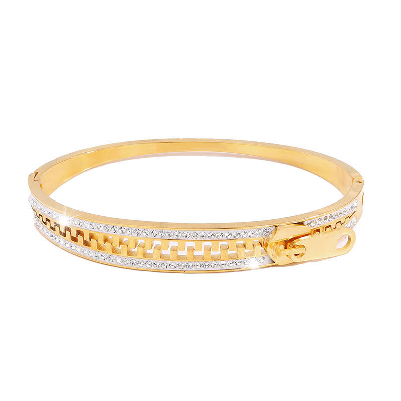 Titanium Steel Zipper Bracelet - Gold & Silver Designer Bracelet