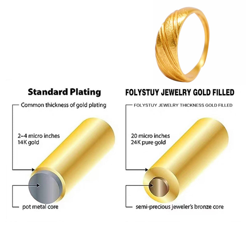 24K Gold Dome Croissant Band Ring | Stackable Signet Ring for Women