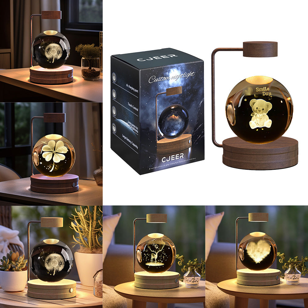 Collage of CJEER custom night light products with different designs and settings.