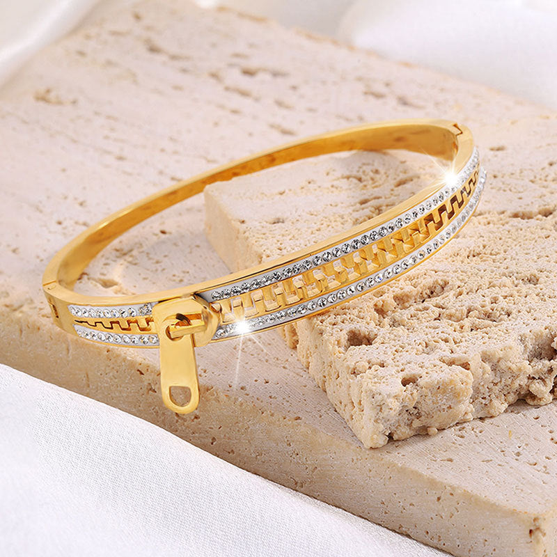 Titanium Steel Zipper Bracelet - Gold & Silver Designer Bracelet