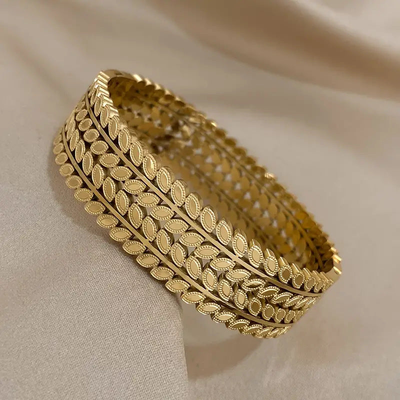 Stainless Steel Leaf Bracelet - Bohemian Style
