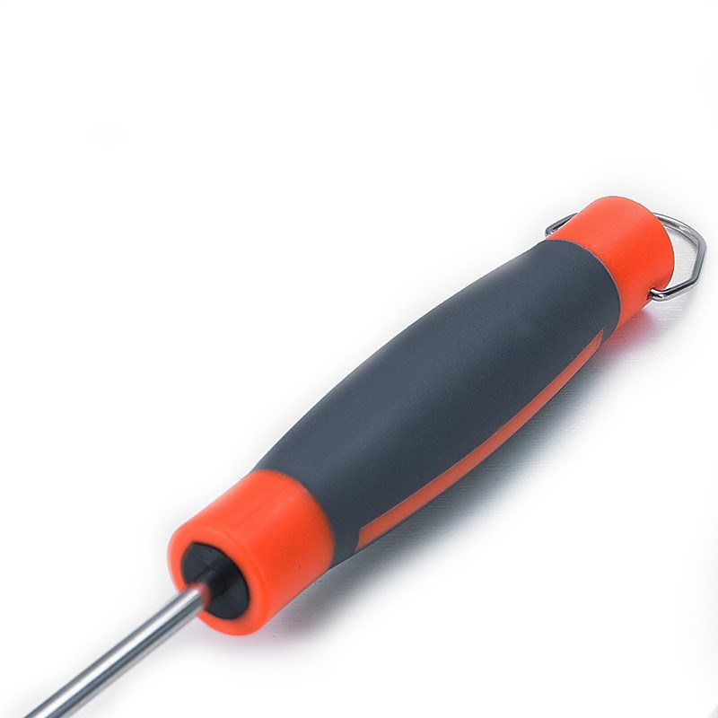 Screwdriver with black and orange handle on a white background