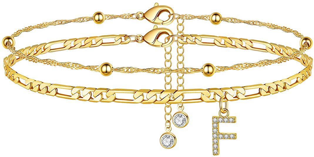 Initial Letter Zircon Anklet | Gold-Plated Personalised Foot Jewelry A-Z