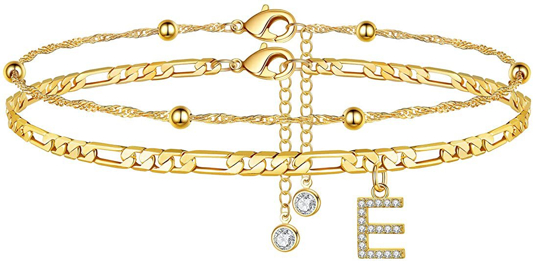 Initial Letter Zircon Anklet | Gold-Plated Personalised Foot Jewelry A-Z