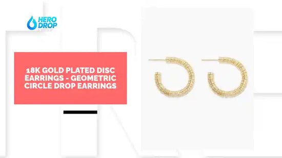 18K Gold Plated Disc Earrings - Geometric Circle Drop Earrings by@Outfy