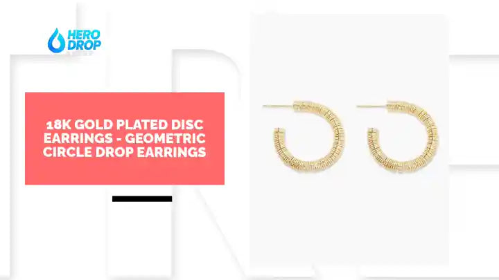 18K Gold Plated Disc Earrings - Geometric Circle Drop Earrings by@Outfy