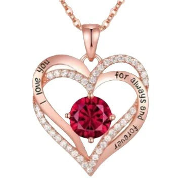 Red Sapphire Pendant Necklace - Heart-Shaped Jewelry