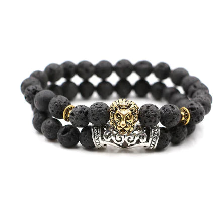 Double Crown Bracelet Set - Natural Stones & Copper