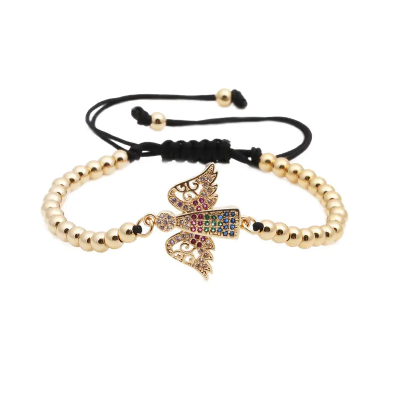 Adjustable Angel Bracelet - Zirconia Stones & Copper